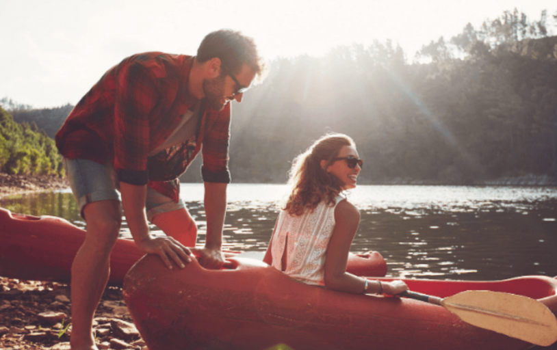 Man and Woman Kayacking