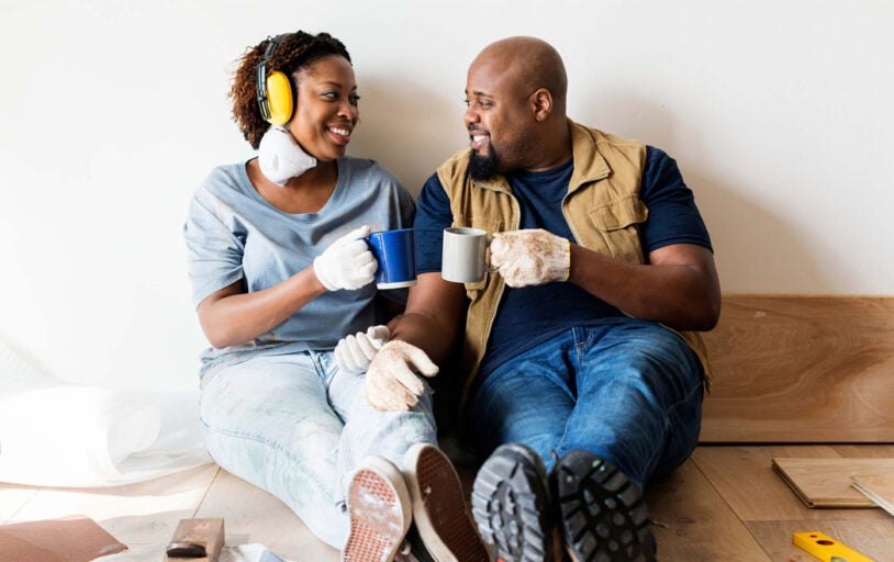 Couple doing home renovations