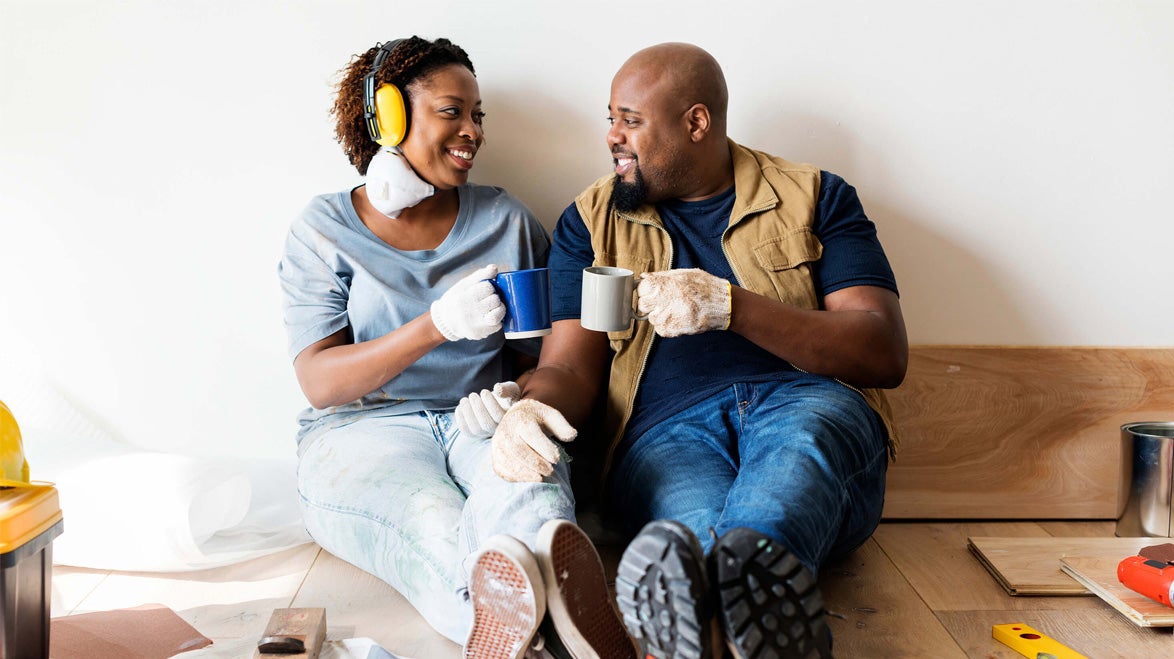 Couple doing home renovations